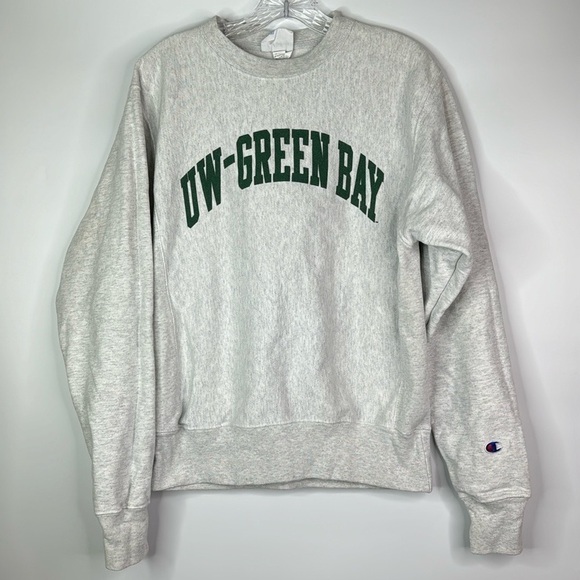 Champion Rever Weave UW Green Bay Crewneck Gray Sweatshirt Small - Picture 1 of 10